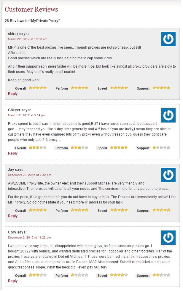 MyPrivateProxy user reviews