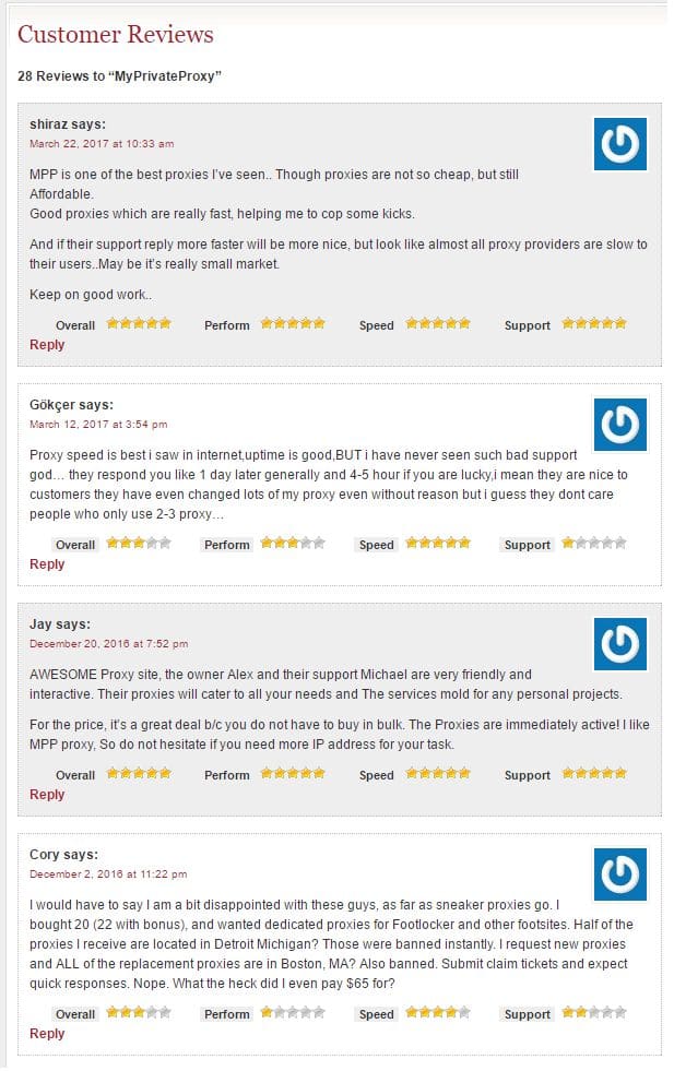 MyPrivateProxy user reviews