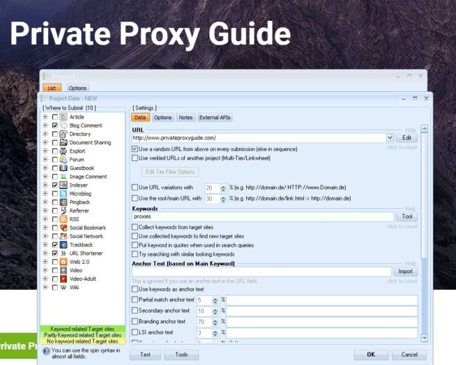 GSA SER with private proxies from SSLPrivateProxy