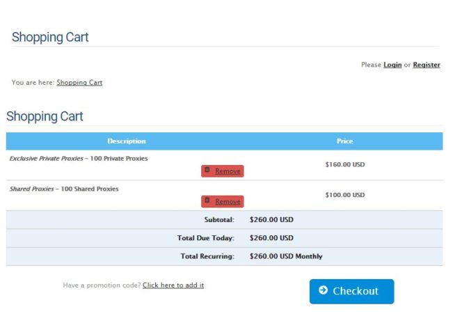 Squid Proxies shopping cart