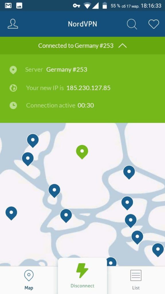 NordVPN android - connected