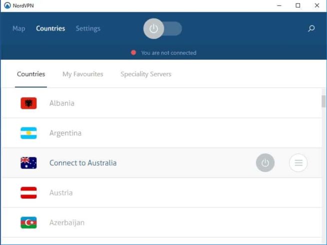 NordVPN windows countries