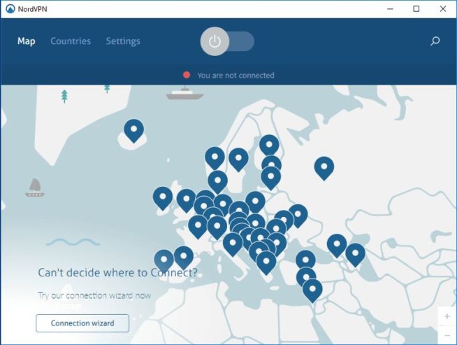 NordVPN windows map