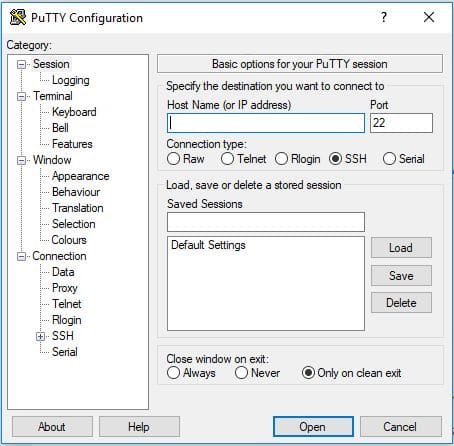 Configure proxy with PuTTY