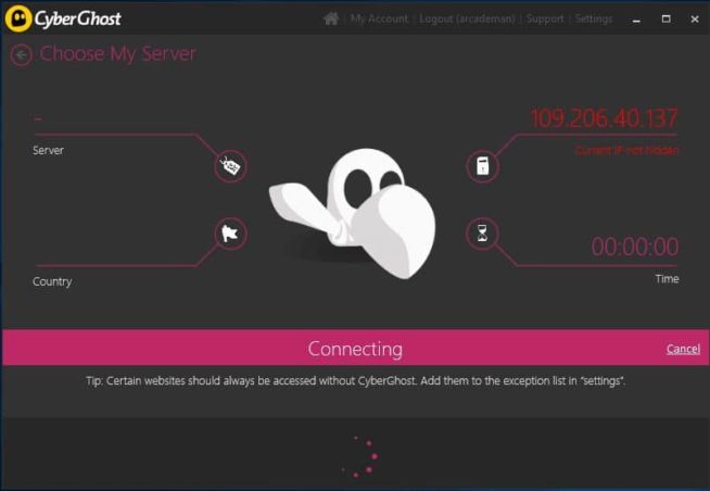 CyberGhost-windows-connection