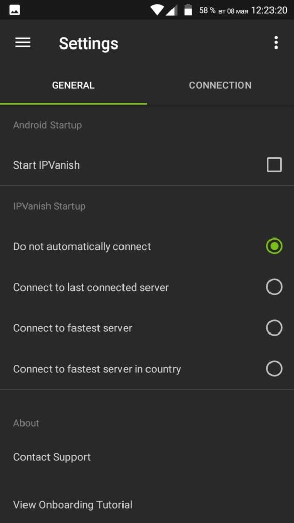 IPVanish mobile settings