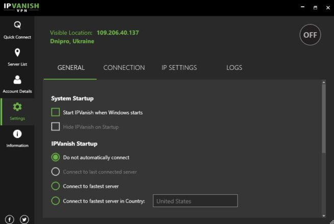 IPVanish settings