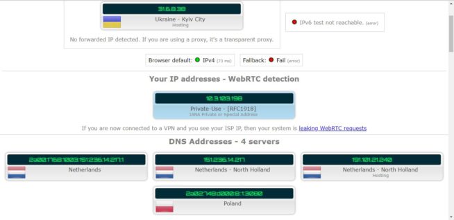 VyprVPN DNS Leak test Ukraine