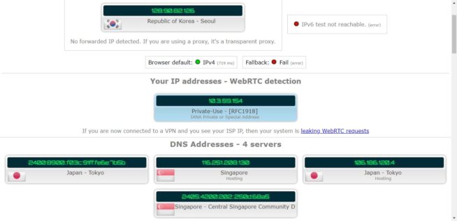 VyprVPN DNS-leak test Korea
