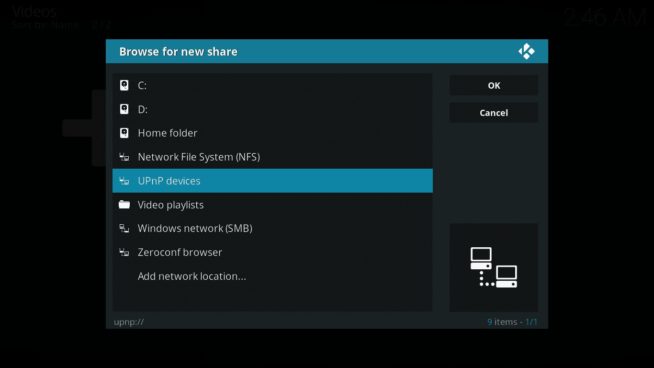 Kodi dlna adding