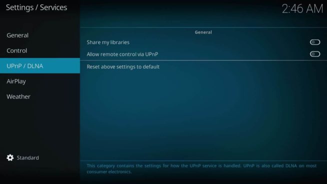 Kodi dlna settings