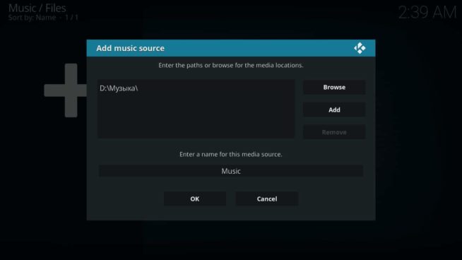 Kodi music adding