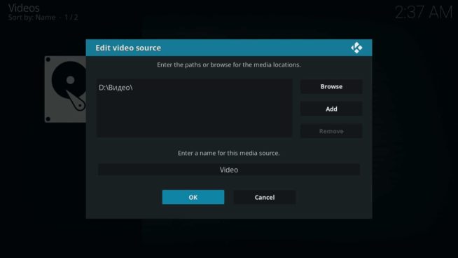 Kodi video adding