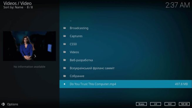 Kodi video library