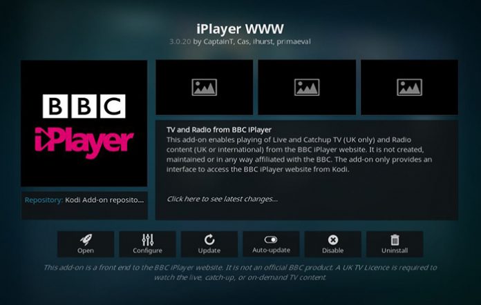 BBC iPlayer WWW kodi addon