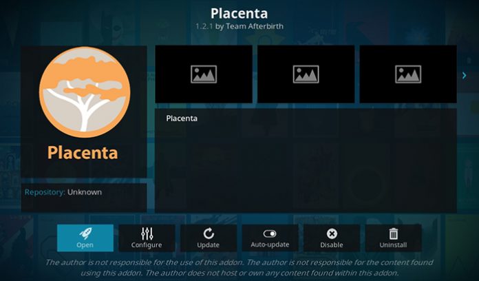 Placenta kodi addon