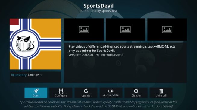 SportsDevil kodi addon