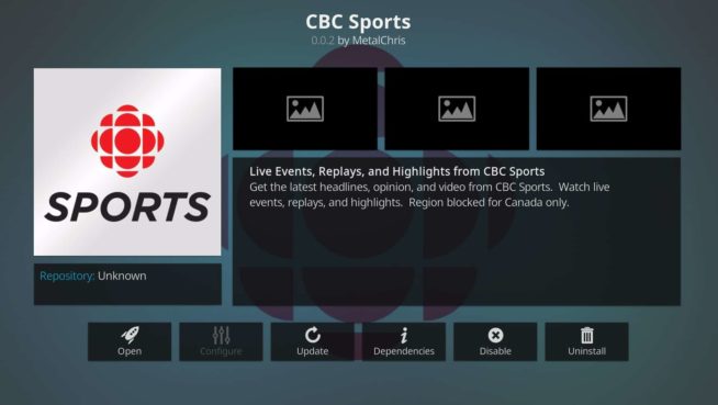 CBC Sports kodi addon