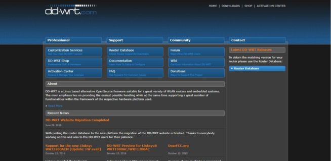 DD-WRT website-main-page