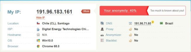 Ivacy VPN - DNS leak test 22. santiago