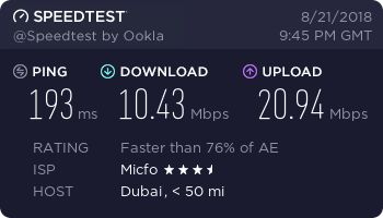 Private Internet Access Review - speed test 10 - UAE