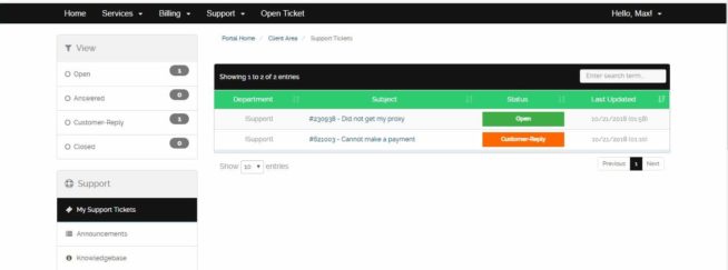 11 ezproxies client area tickets