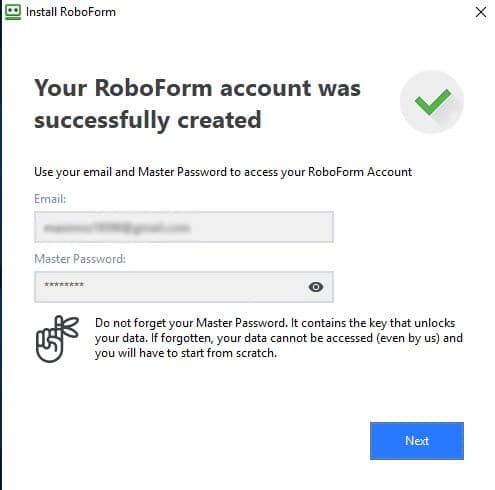 09 RoboForm Review - account created