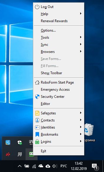 10 RoboForm Review - windows app context menu