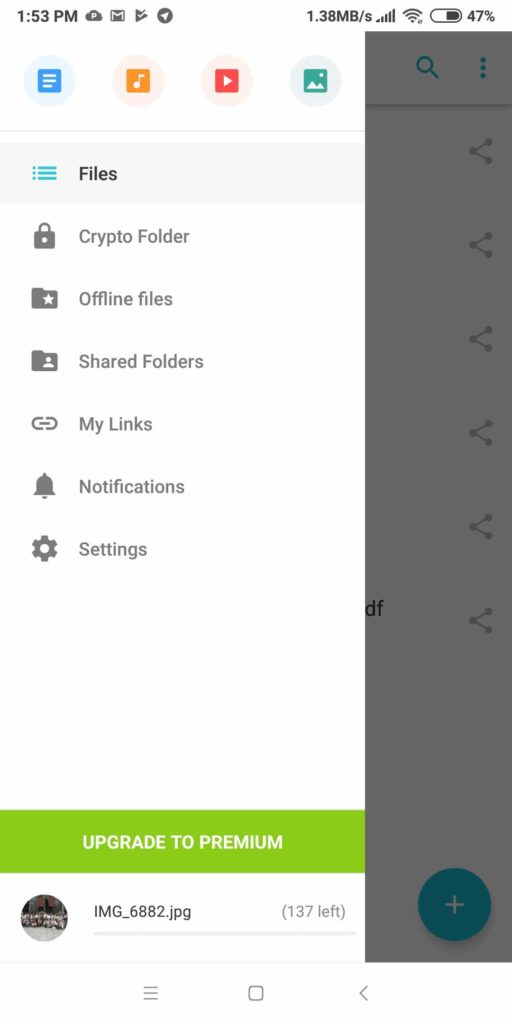 22 pcloud android side menu