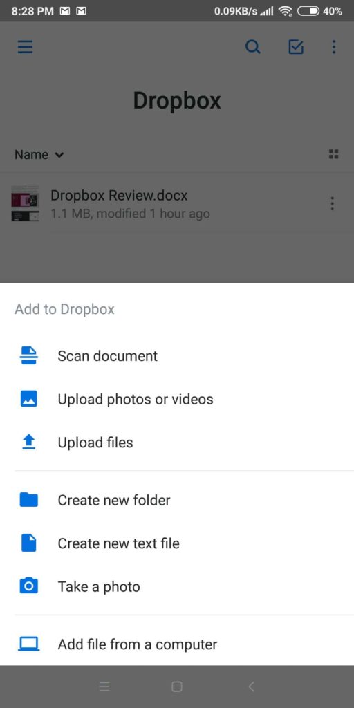 23 dropbox android upload menu