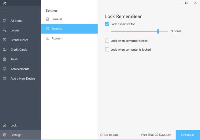 RememBear Review - Feature Inactivity-LOCK