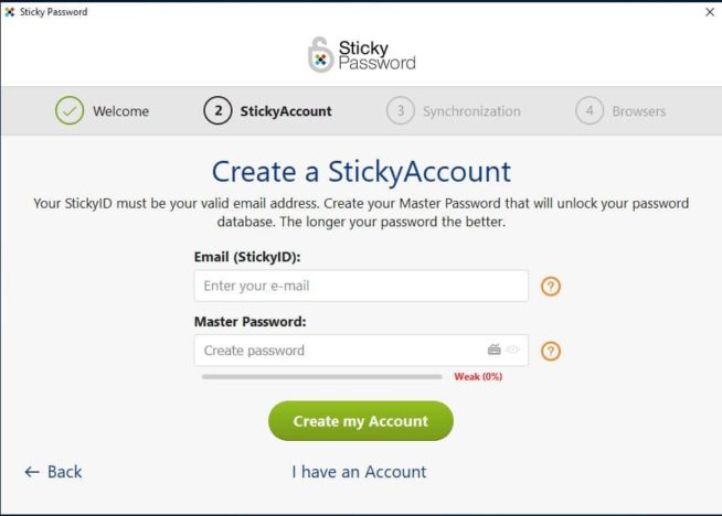 04 Sticky Password registration create account