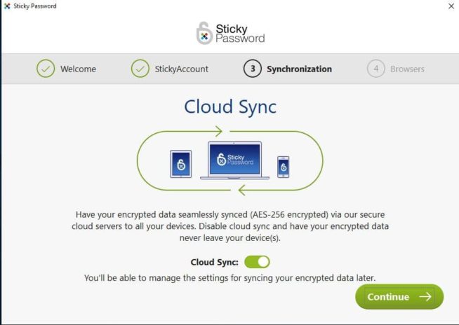 05 Sticky Password registration activate cloud sync