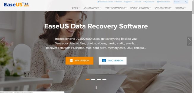 1. EaseUS Data Recovery Homepage