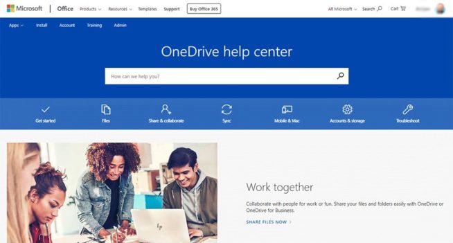 15 OneDrive Support Homrpage