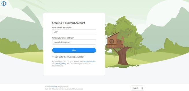 2 1Password Signup Page