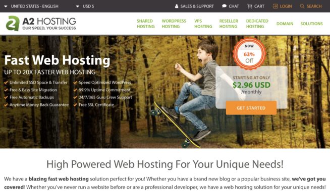 1 Fastest WordPress Hosting - a2 hosting