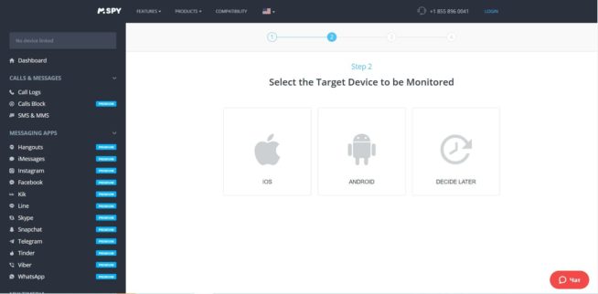 03 mspy create account select target device