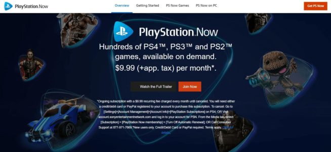 PlayStation Now cloud gaming service