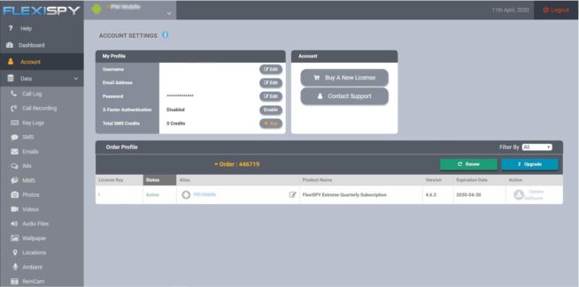 19 flexispy account settings