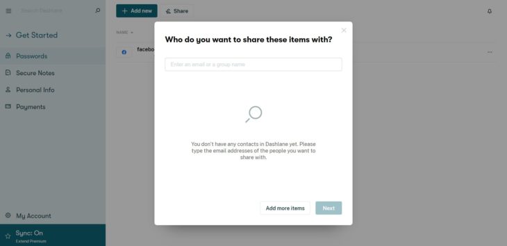 4.Dashlane Sharing