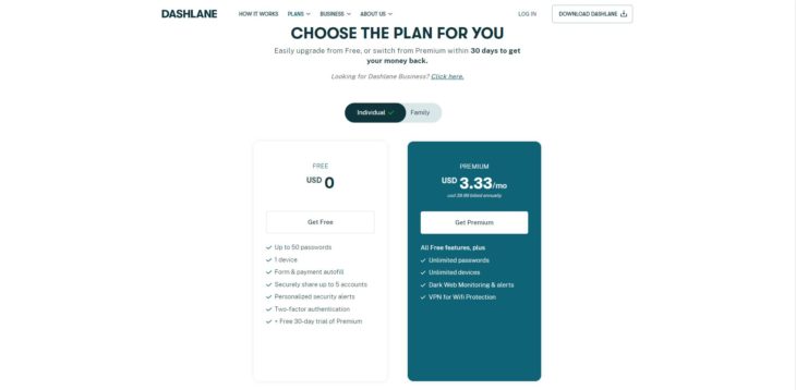 5.Dashlane Pricing