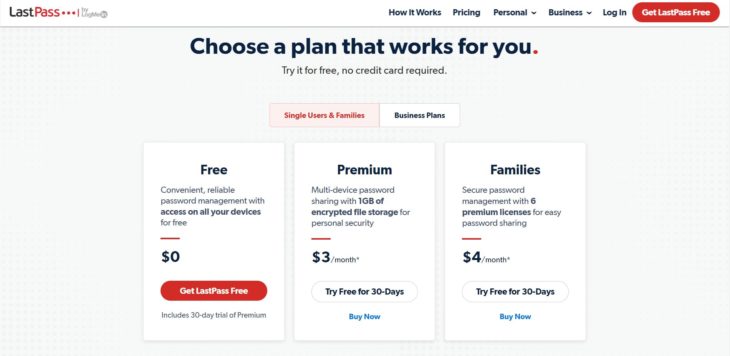 6.LastPass Pricing