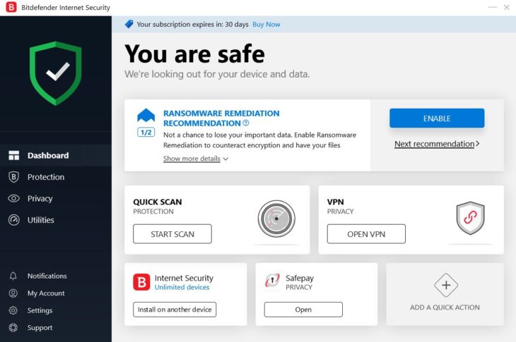 BitDefender UI
