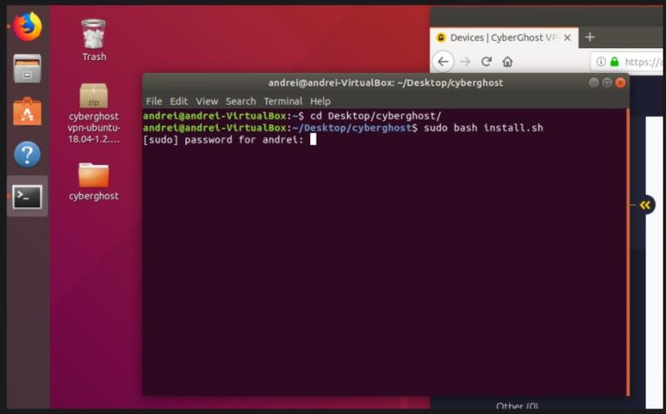 Install CyberGhost in Linux Ubuntu Terminal