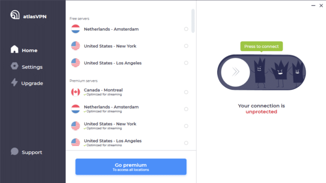 06-atlas-vpn-windows app home screen
