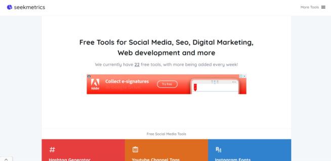 Seek Metrics hashtag app for Instagram