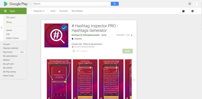 Hashtag Inspector hashtag app for Instagram