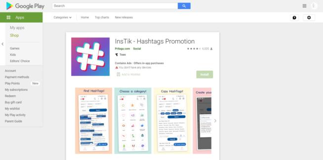 Instik hashtag app for Instagram