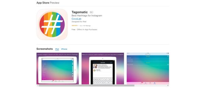 Tagomatic hashtag app for Instagram